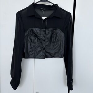 Black Long Sleeve Corset Blouse